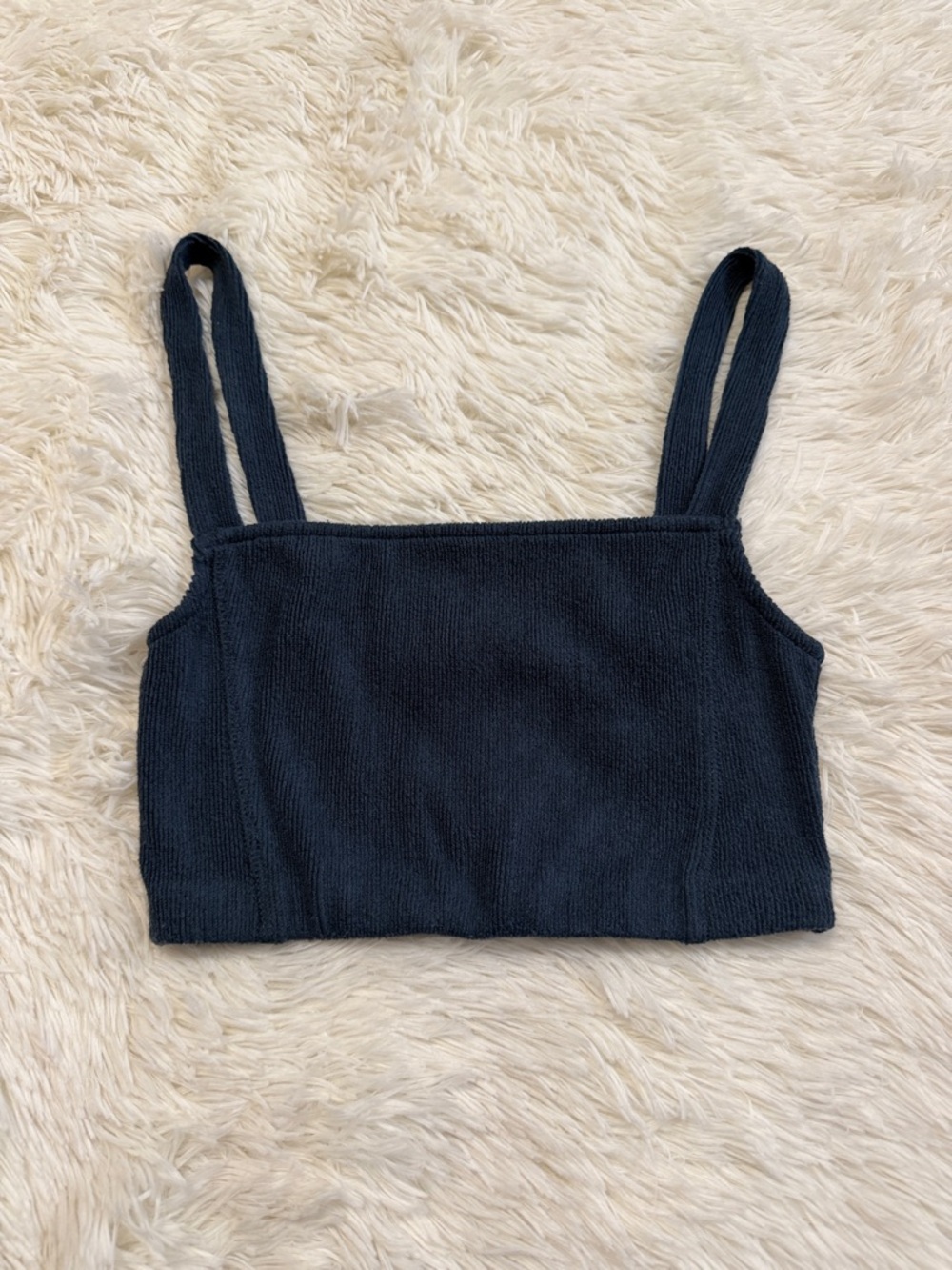 Zara Blue Ribbed Crop Top